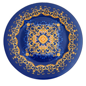 Plato de vidrio azul