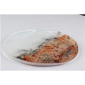 Plato de cristal difuminado gris y marrón de 32cm