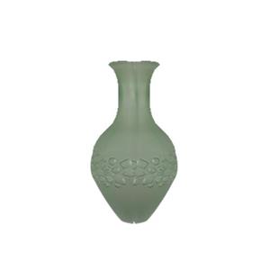 Florero de vidrio verde mate de 17.5×17.5×31.5cm