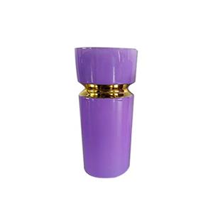 Florero de vidrio morado con dorado de 12x12x25cm