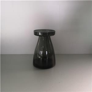 Florero de vidrio negro de 14x14x20cm