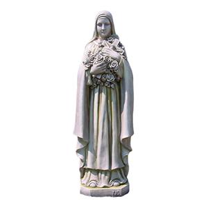 Escultura de Virgen de las Flores de poliresina terminado granito de 40x38x120cm