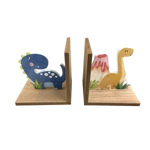 Juego de sujetalibros de madera diseño dinosaurios de 12x14x14cm