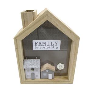 Caja de madera diseño casa con chimenea de 7×14.5x19cm