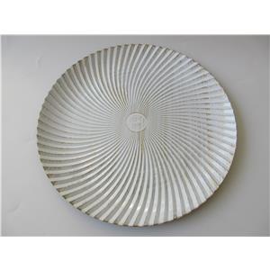 Plato de presentación de plástico blanco gaspeado dorado diseño espiral de 33x33x2cm