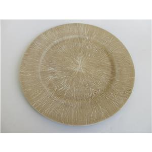 Plato de presentación de plástico beige diseño grabado de 33x33x2cm