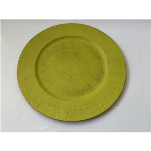 Plato de presentación de plástico amarillo mate diseño grabado de 33x33x2cm