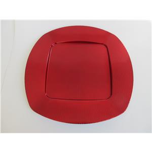 Plato de presentación cuadrado de plástico rojo con puntos de 33x33x2cm