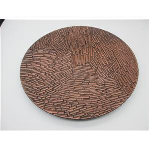 Plato de presentación de plástico cobre diseño corteza de madera de 33x33x2cm