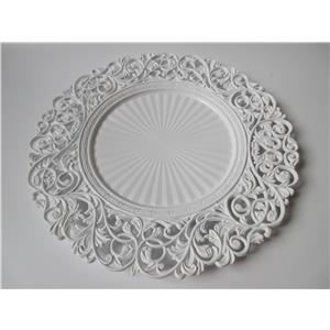Plato de presentación de plástico blanco diseño guias de 34x34x2cm