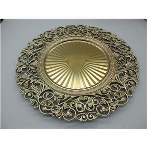 Plato de presentación de plástico dorado diseño guias de 34x34x2cm