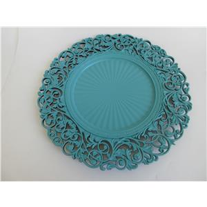Plato de presentación de plástico azul turquesa diseño guias de 34x34x2cm