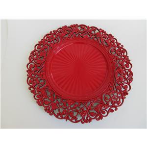 Plato de presentación de plástico rojo diseño guias de 34x34x2cm