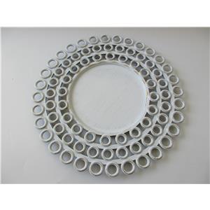Plato de presentación de plástico blanco matizado diseño circulos de 33x33x2cm