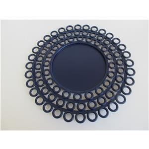 Plato de presentación de plástico azul marino diseño circulos de 33x33x2cm