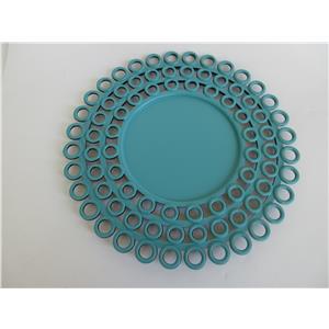 Plato de presentación de plástico azul turquesa diseño circulos de 33x33x2cm