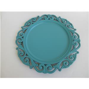 Plato de presentación de plástico azul turquesa diseño grecas de 33x33x2cm