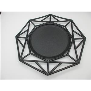 Plato de presentación de plástico negro diseño geométrico de 33x33x2cm