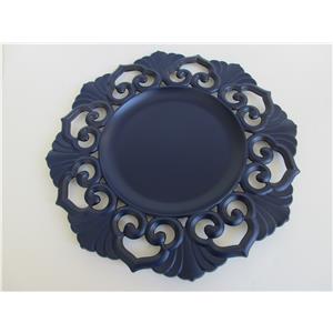 Plato de presentación de plástico diseño azul marino diseño grecas y hojas de 33x33x2cm