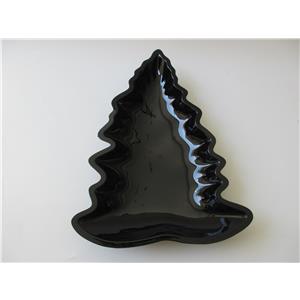 Plato de plástico negro diseño pino navideño de 29x22x3.5cm