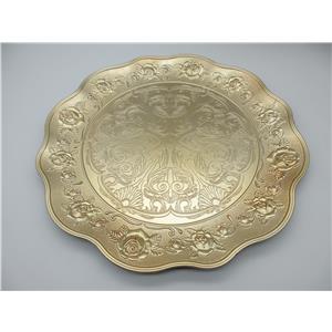 Plato de presentación de plástico dorado diseño flores ondulado de 32.5×32.5x2cm