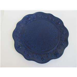Plato de presentación de plástico azul marino diseño flores ondulado de 32.5×32.5x2cm