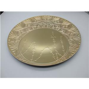 Plato de presentación de plástico dorado diseño luna con mandala de 33x33x2cm