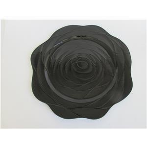 Plato de presentación de plástico negro diseño flor de rosa de 33x33x2cm