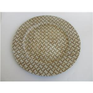 Plato de presentación de plástico beige diseño tejido de 33x33x2cm