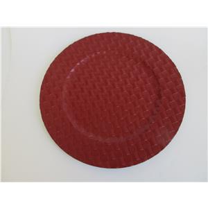 Plato de presentación de plástico vino mate diseño tejido de 33x33x2cm