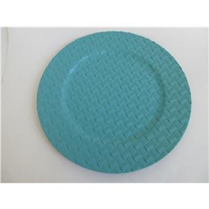 Plato de presentación de plástico azul turquesa diseño tejido de 33x33x2cm