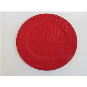 Plato de presentación de plástico rojo diseño tejido de 33x33x2cm