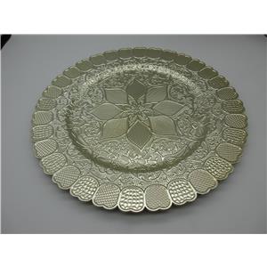 Plato de presentación de plástico dorado diseño flores de 33x33x2cm