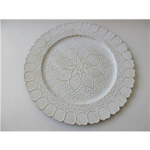 Plato de presentación de plástico blanco matizado diseño flores de 33x33x2cm