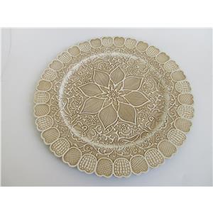 Plato de presentación de plástico beige diseño flores de 33x33x2cm