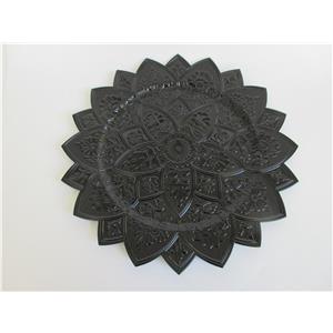 Plato de presentación de plástico negro diseño flor de 33x33x2cm