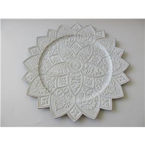 Plato de presentación de plástico blanco matizado diseño flor de 33x33x2cm