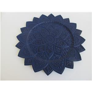 Plato de presentación de plástico azul marino diseño flor de 33x33x2cm