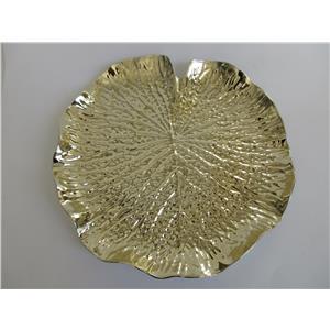 Plato de plástico dorado diseño hoja de 31x31x3.5cm