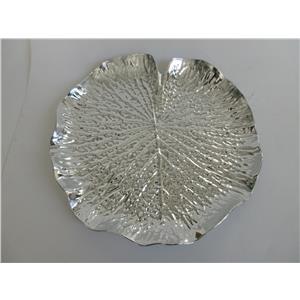 Plato de plástico plateado diseño hoja de 31x31x3.5cm