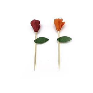 Bolsa con 100 palillos con diseño flor de 9cm