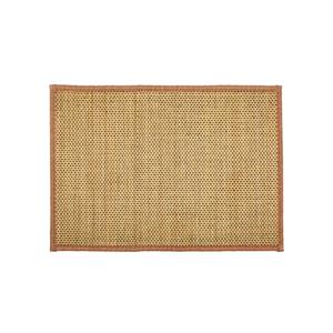 Mantel individual de bamboo diseño tiras natural claro con la orilla beige de 30x45cm