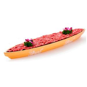 Platon de melamina oval con base escurridora amarilla con negro de 87x18x5.9cm