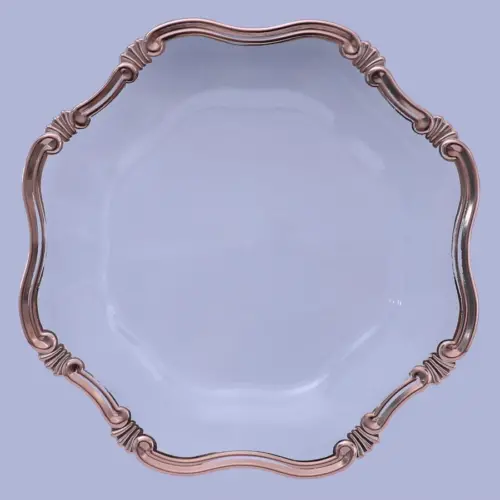 Plato de presentación transparente con orilla dorada de 33cm