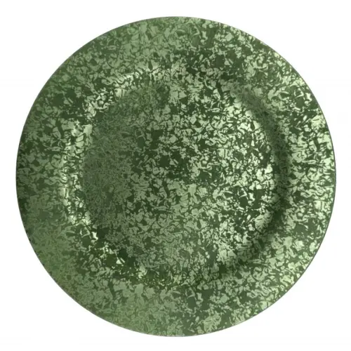 Plato de presentación verde diseño jaspeado de 33cm