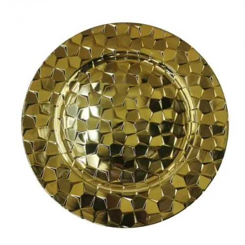 Plato de presentación diseño círculos dorados brillantes de 33cm