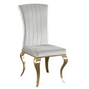 Silla de terciopelo gris con patas de metal doradas de 57x48x91cm