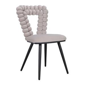 Silla de terciopelo gris con respaldo triangular diseño bolas de 46×53.5x85cm