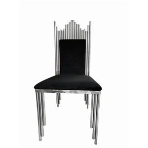 Silla de metal con asiento y respaldo de terciopelo de color negro de 46x45x110cm
