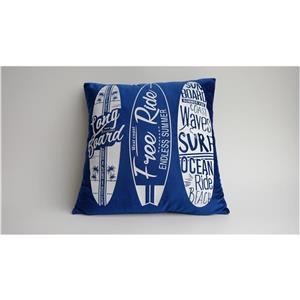 Cojin azul estampado tabla